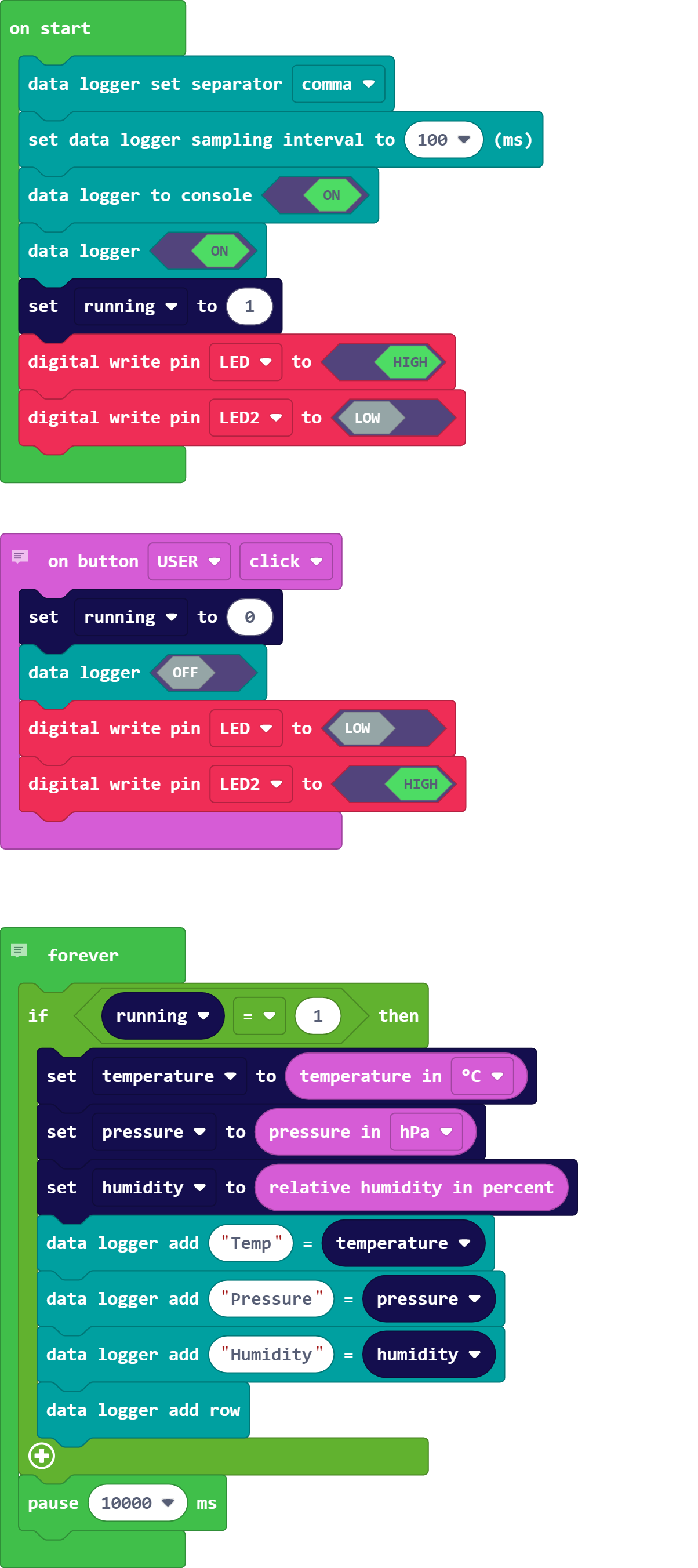 Capture d'écran MakeCode