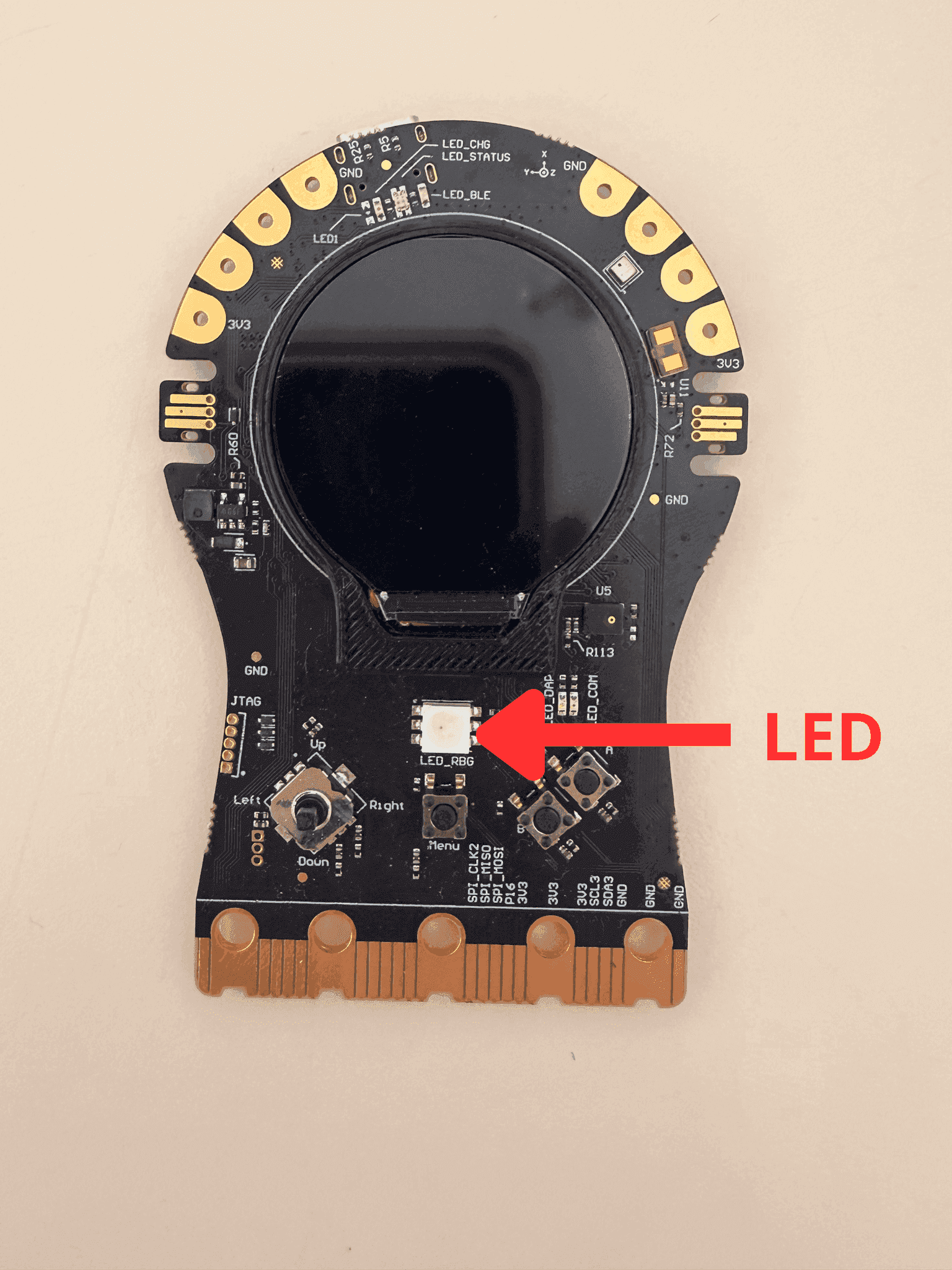 Emplacement de la LED RGB sur la carte STeaMi