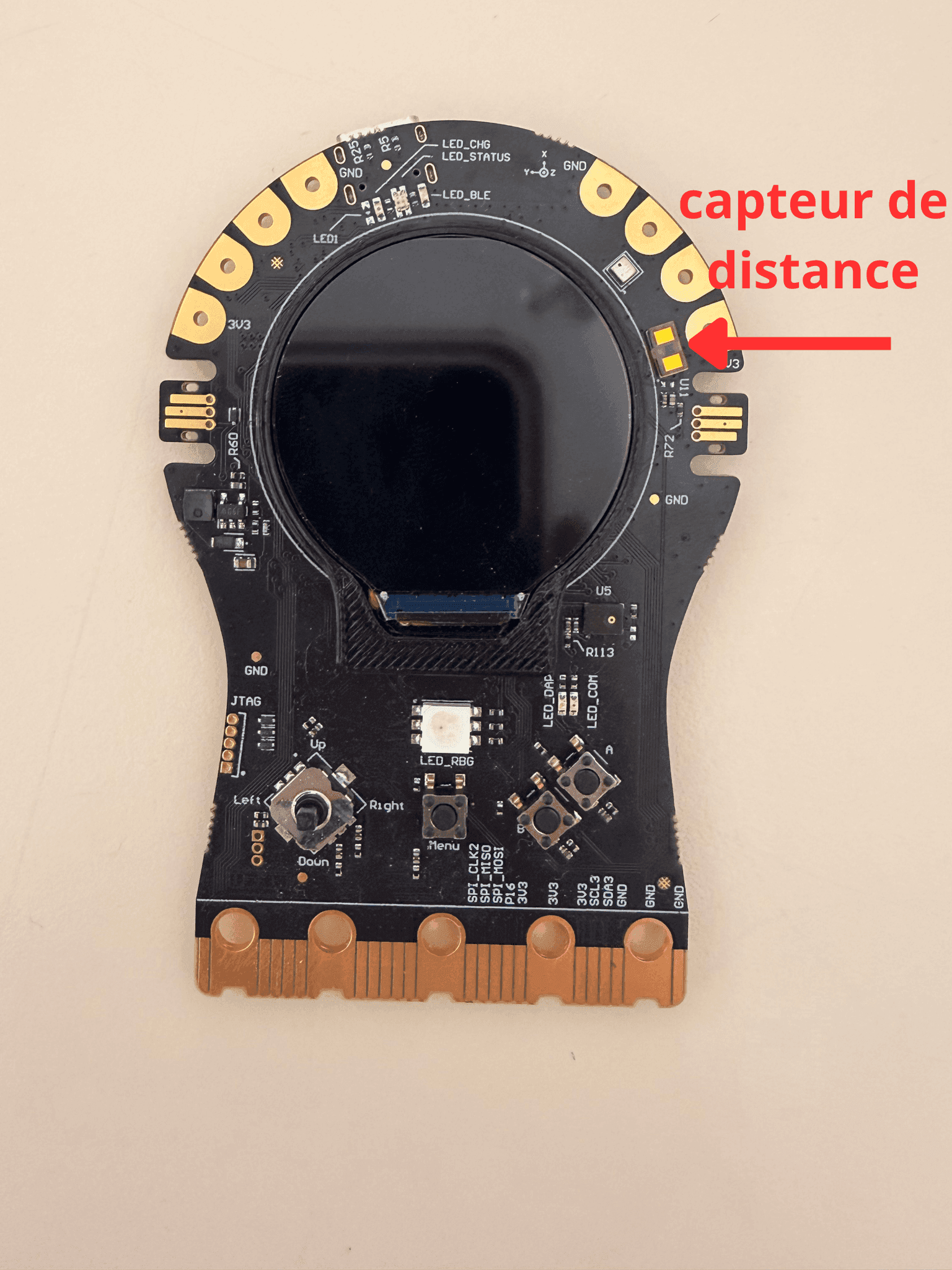 Emplacement du capteur de mouvement sur la face avant de la STeaMi