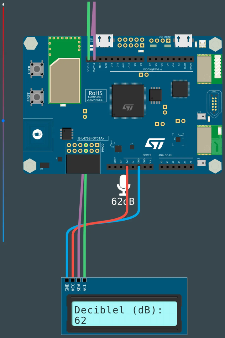 Écran LCD I2C avec mesure d'intensité sonore